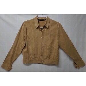 Carlies Court Faux Suede Lightweight Casual‎ Embroidered  Blazer Jacket Size M